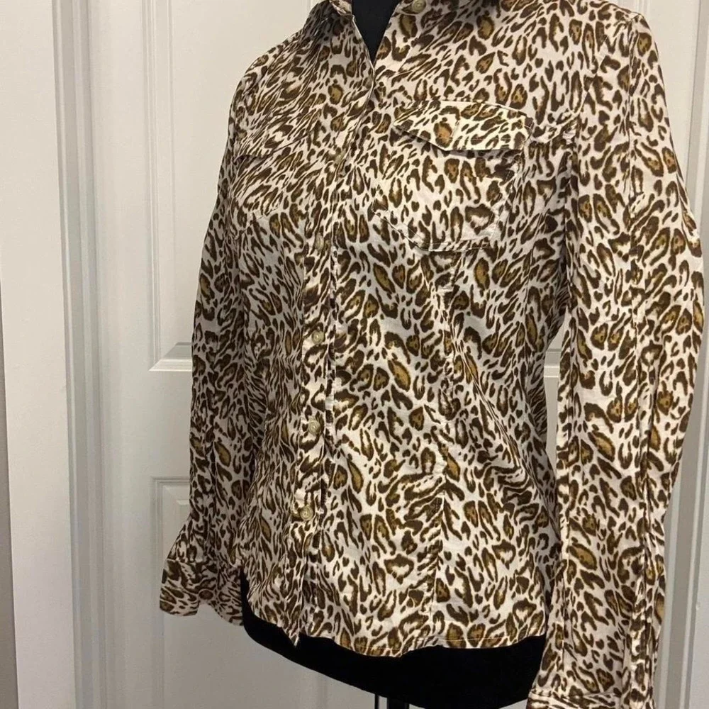 Leopard print blouse with flared sleeves - Size S - Picture 2 of 4